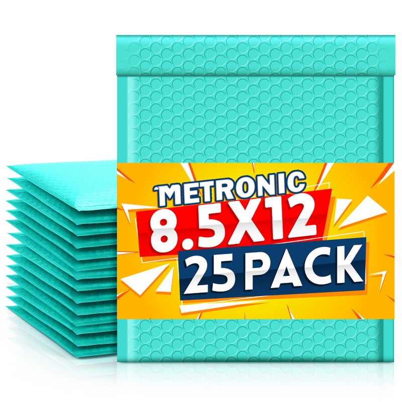 Metronic Bubble Mailer, 8.5x12 Inch 25 Pack Padded Envelopes,Self-Seal Waterproof Padded Mailers for Packaging,Shipping,Small Business, Boutique, Teal Bulk #2 - Image 1